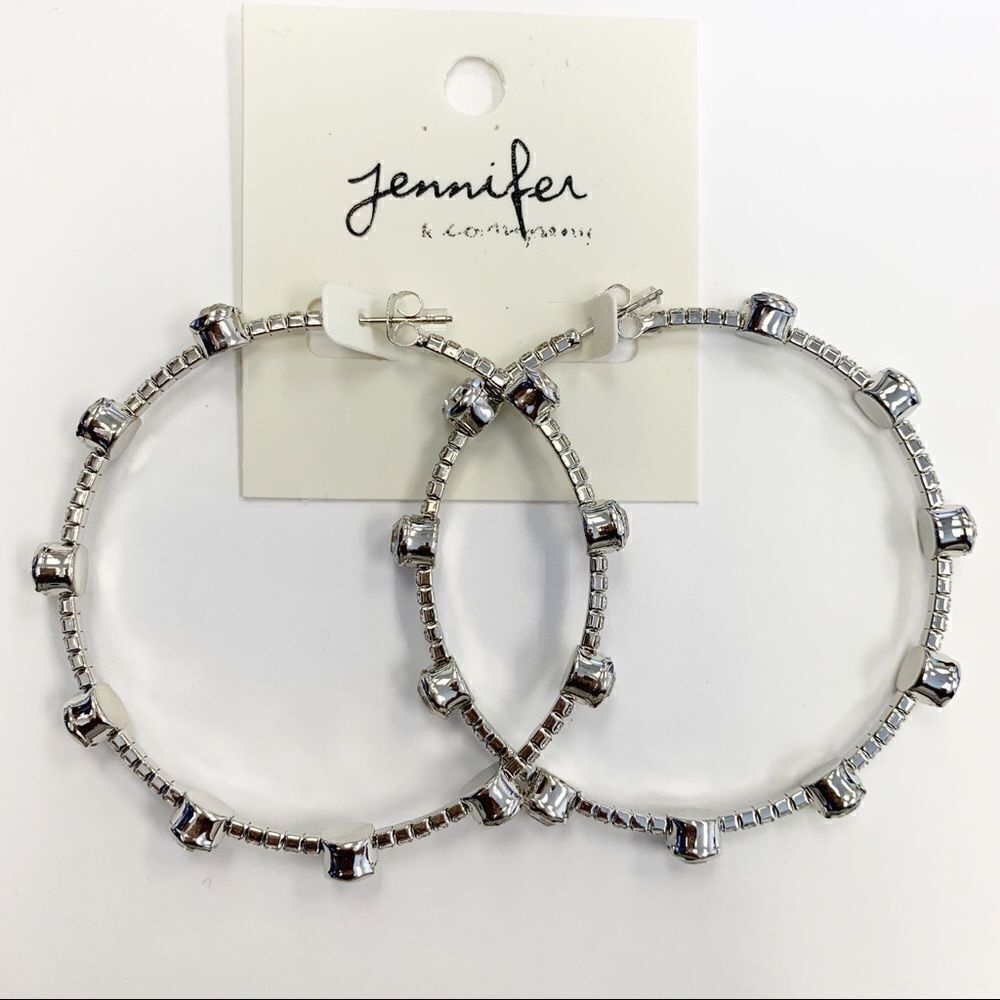 Platinum Jeweled Flexi-Hoop Earrings